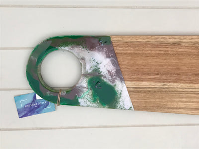 Large resin handle cheeseboard Forest green, brown and white