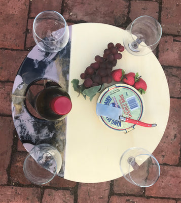 Round folding picnic table - Dusky mauve with black and gold highlights